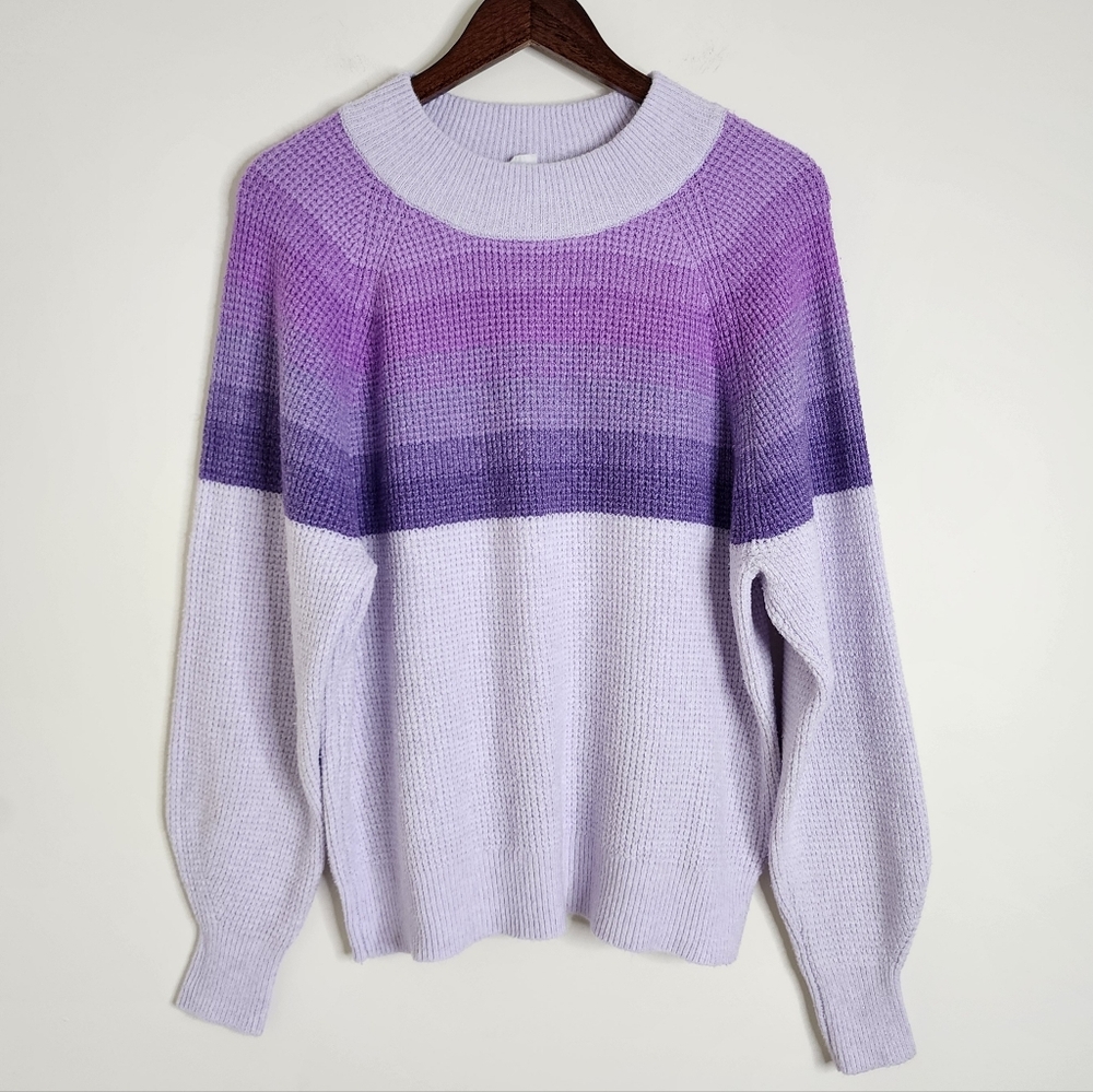 Gap Women's Vibrant Purple Gradient Soft Crewneck Sweater Large Casual Cozy